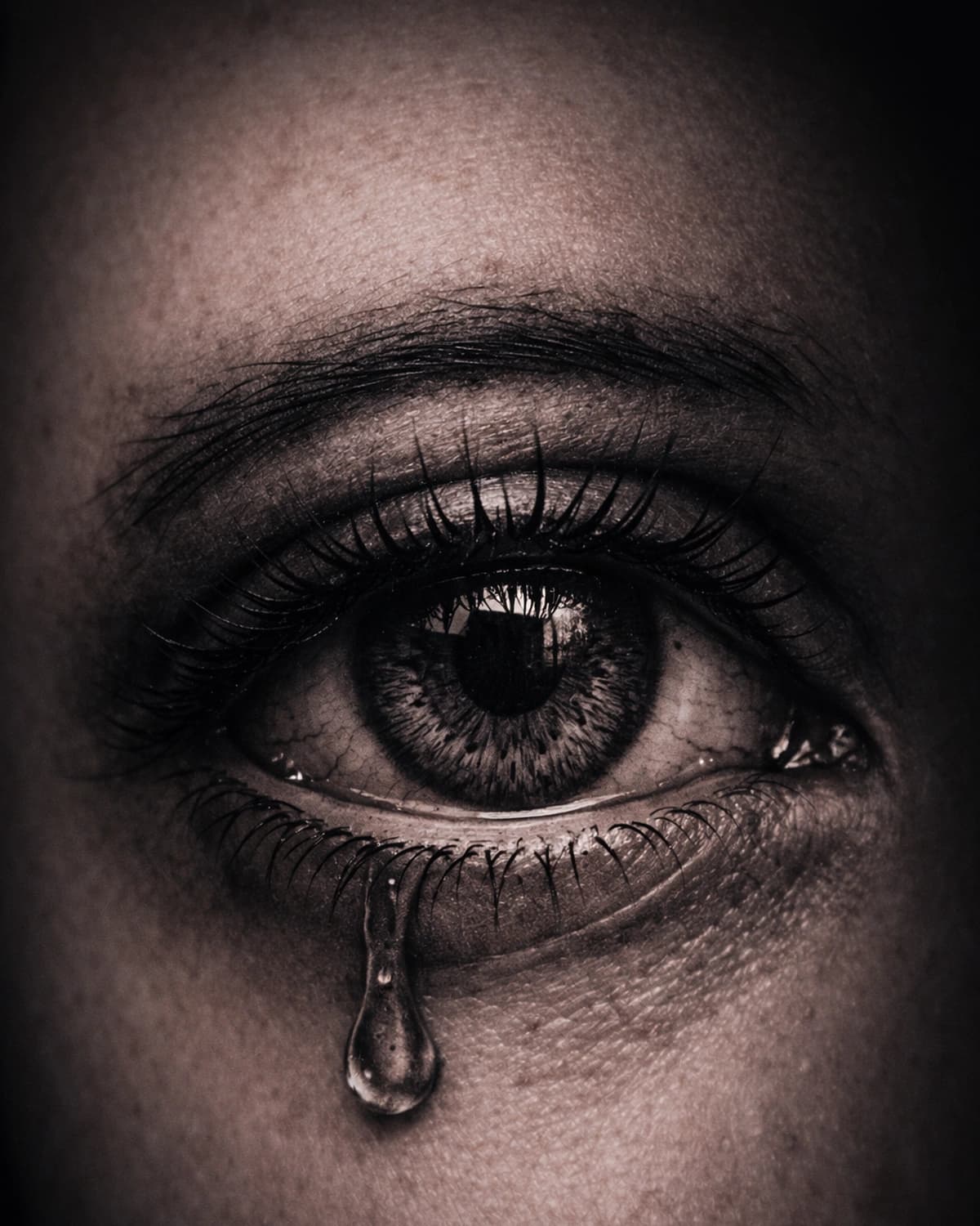 Micro-realism eye study with smooth tonal transitions